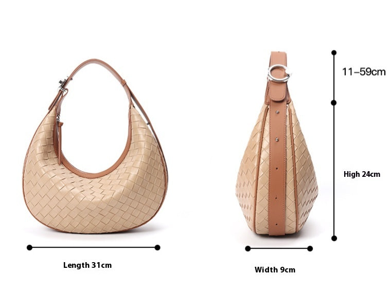 Design Niche Genuine Leather Woven Women’s Bag – Handcrafted Elegance